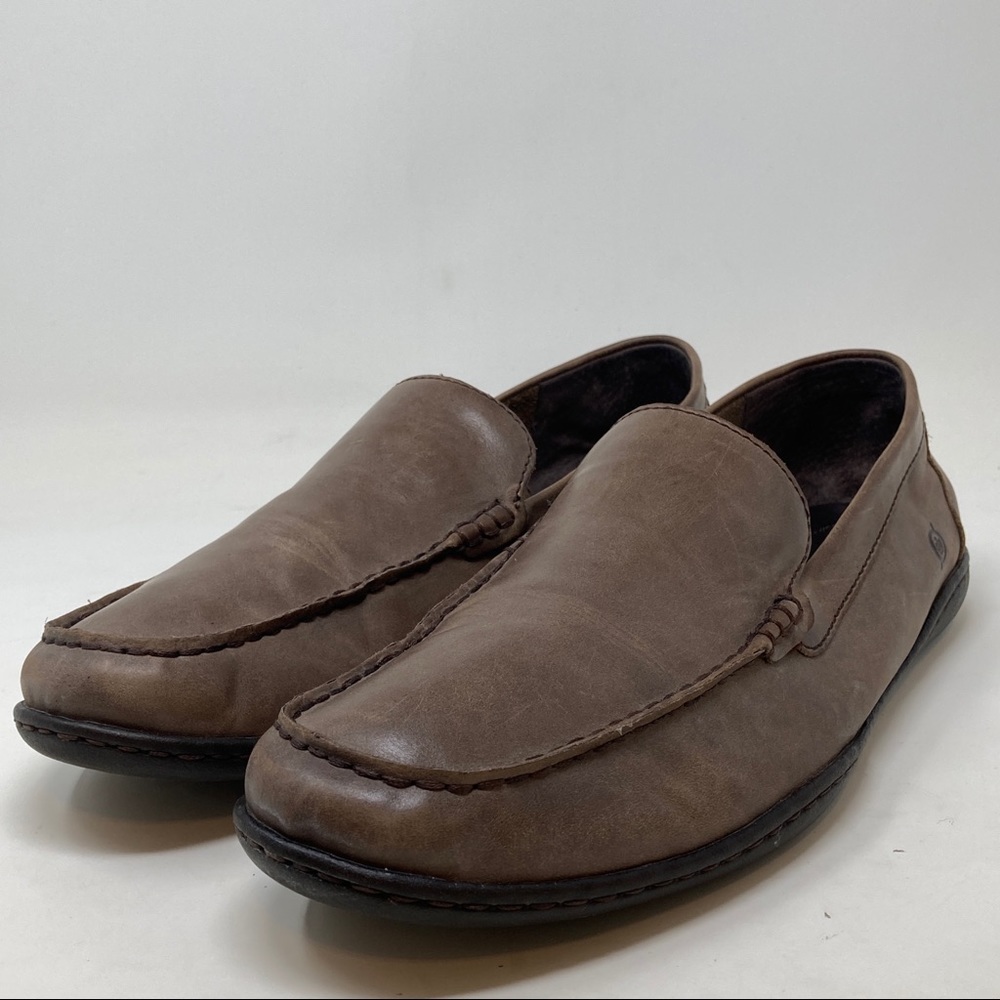 Born Mens Taupe Grey Slip on Leather Shoes Size 11.5